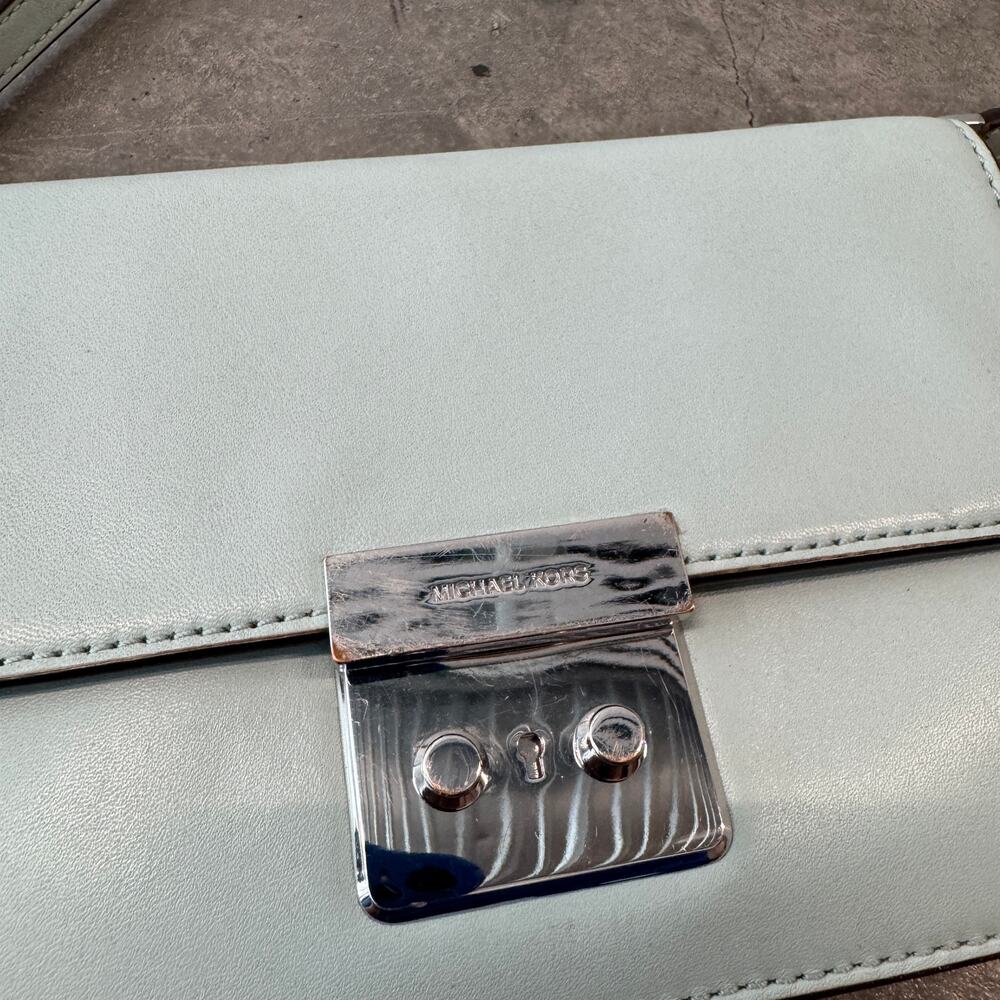 Michael Kors Mint Green Blue Sloan Crossbody Purse Bag Mini - Picture 4 of 6